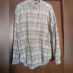 Tommy Hilfiger Plaid Button Down XL Crest Logo Shirt